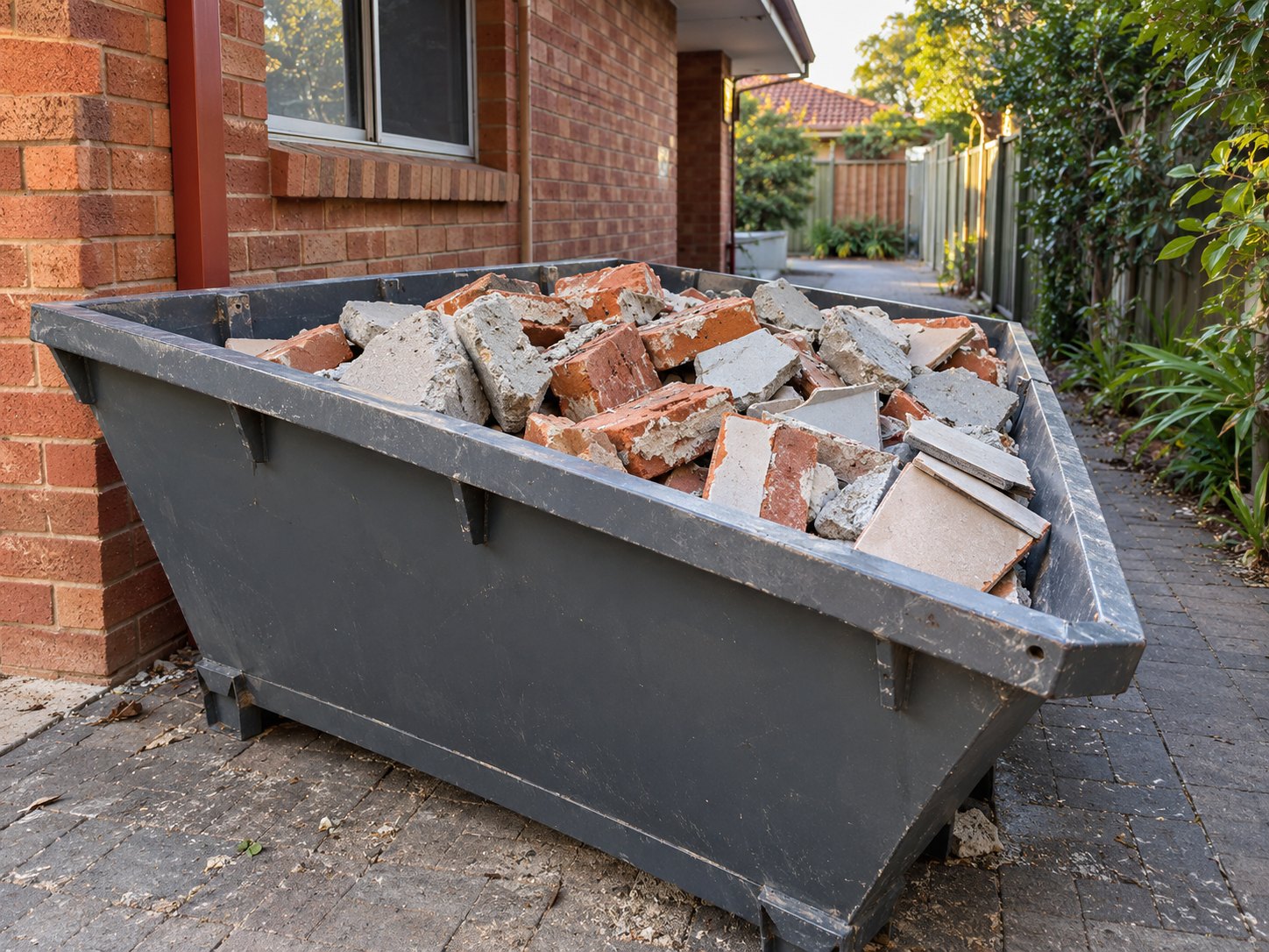 Representative lineup of different skip bin sizes